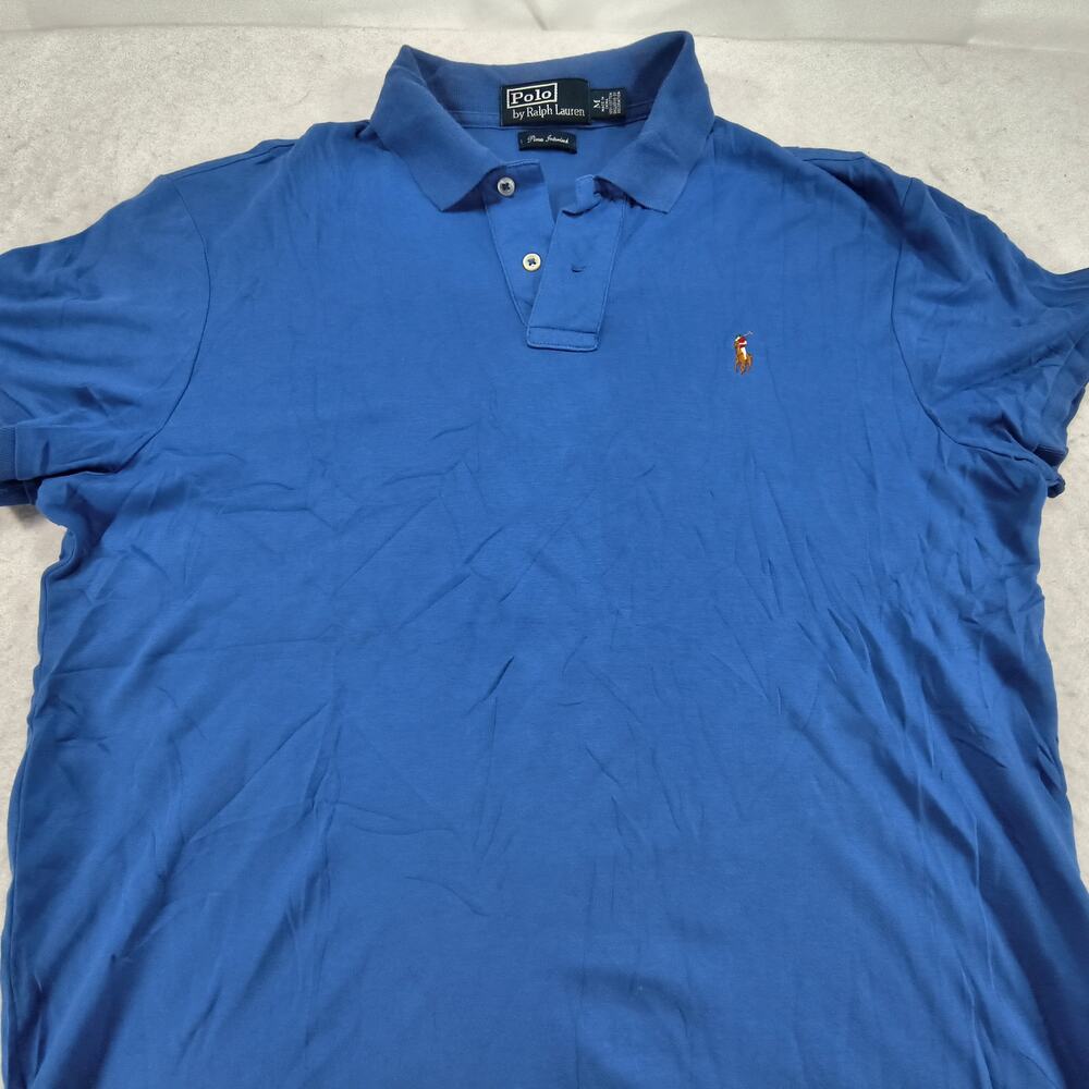 Polo by Ralph Lauren Pima Interlock Collared Polo Shirt Mens Size Medium M Blue